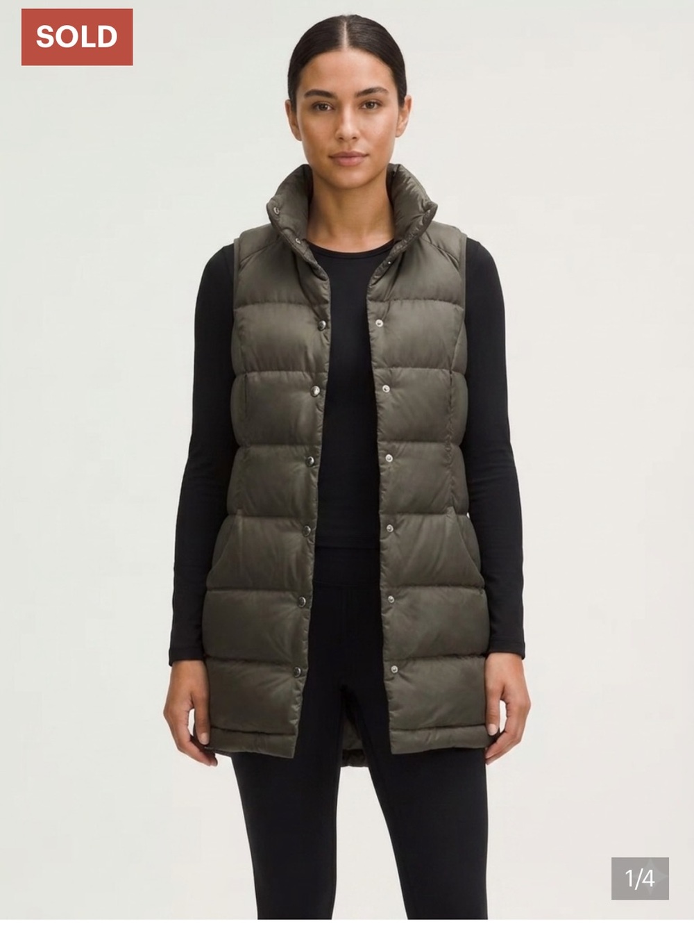 lululemon athletica Long Olive Green Puffer Vest